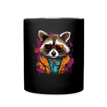 Graffiti Raccoon Sunglasses - Tasse einfarbig - Schwarz - Vorne