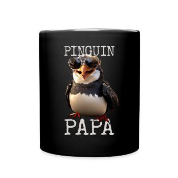 Pinguin Papa Daddy Dad Vater Pinguine Vatertag - Tasse einfarbig - Schwarz - Vorne