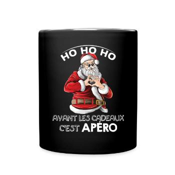 HO HO HO PULL MOCHE NOËL APÉRO CADEAUX FAMILLE - Mug uni - noir - Devant
