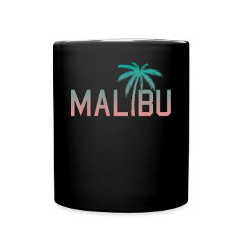Neon Malibu Palme Retro Style - Tasse einfarbig - Schwarz - Vorne