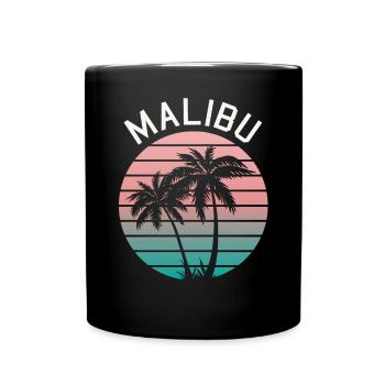 Neon Malibu Palm Tree Retro Style - Full Colour Mug - black - Front