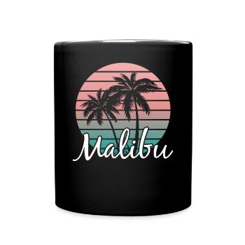 Neon Malibu Palm Tree Retro Style - Full Colour Mug - black - Front