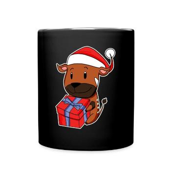 Antilope avec chapeau de Père Noël - Mug uni - noir - Devant
