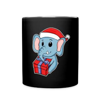 Éléphant avec chapeau de Noël - Mug uni - noir - Devant