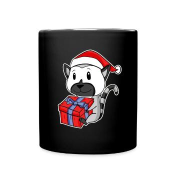 Lémurien avec le chapeau de Père Noël - Mug uni - noir - Devant
