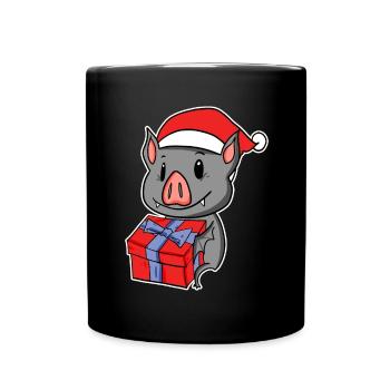 Chauve-souris avec bonnet de Père Noël - Noël - Mug uni - noir - Devant