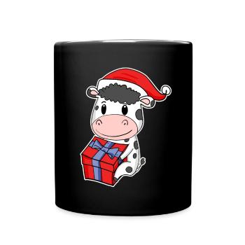 Vache avec chapeau de Noël Noël - Mug uni - noir - Devant