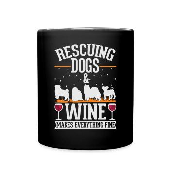 Sauvetage de chiens et chien de rue de vin - Mug uni - noir - Devant