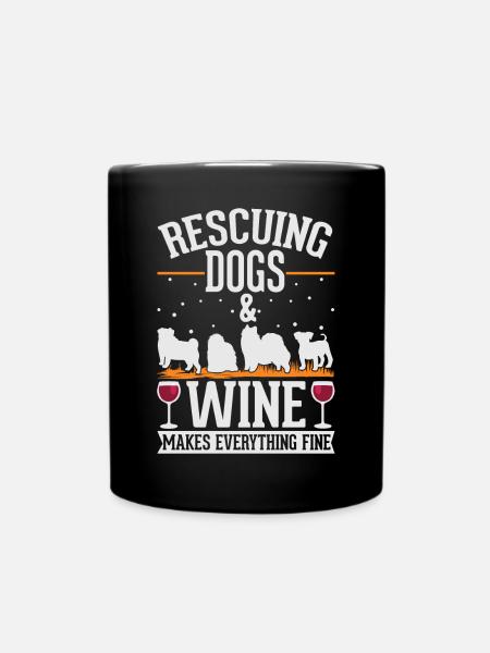 Hunderettung und Wein Straßenhund - Tasse einfarbig - Schwarz