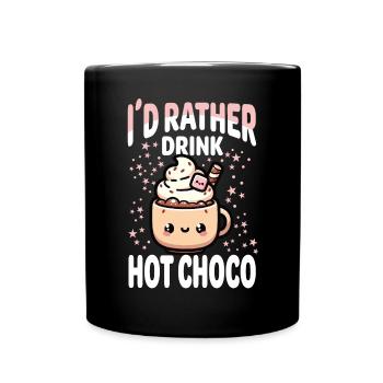 Hot Chocolate Lover Winter Cozy Evening Kawaii - Full Colour Mug - black - Front
