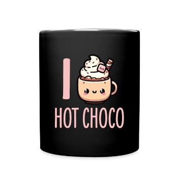Warmes und gemütliches Grafikdesign für Liebhaber heißer Schokolade - Tasse einfarbig - Schwarz - Vorne
