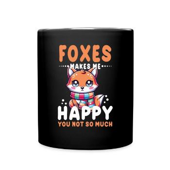 Entzückende Kawaii-Fuchsgrafik für Wildtiere - Tasse einfarbig - Schwarz - Vorne