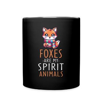 Kawaii Fox With Scarf Art For Fox Enthusiasts - Full Colour Mug - black - Front