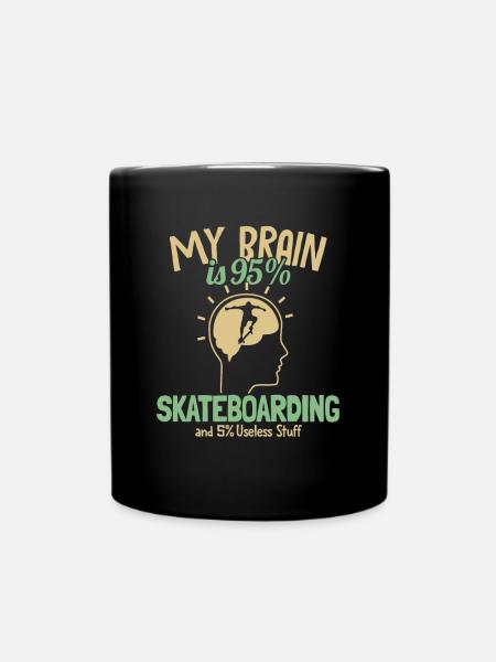 My Brain is 95% Skateboarding Skaterboy Skatepark - Tasse einfarbig - Schwarz