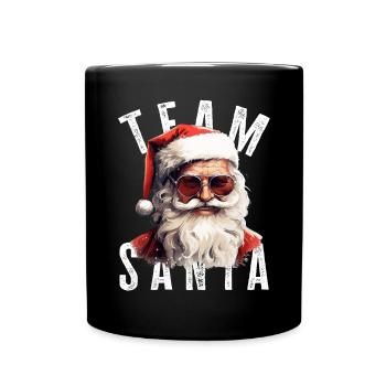 Team Santa Weihnachtsmotiv Weihnachtsmann - Tasse einfarbig - Schwarz - Vorne