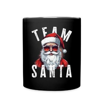 Team Santa Weihnachtsmotiv Weihnachtsmann - Tasse einfarbig - Schwarz - Vorne