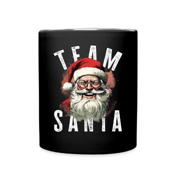 Team Santa Weihnachtsmotiv Weihnachtsmann - Tasse einfarbig - Schwarz - Vorne