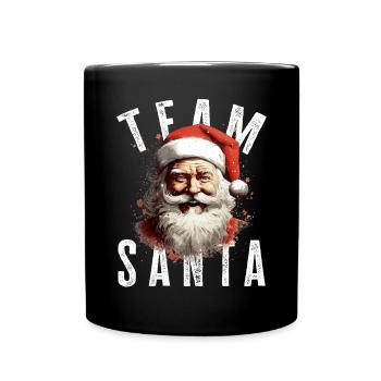 Team Santa Weihnachtsmotiv Weihnachtsmann - Tasse einfarbig - Schwarz - Vorne