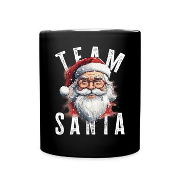Team Santa Weihnachtsmotiv Weihnachtsmann - Tasse einfarbig - Schwarz - Vorne