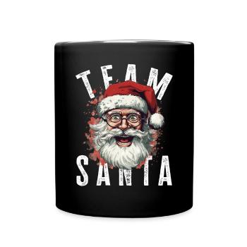 Team Santa Weihnachtsmotiv Weihnachtsmann - Tasse einfarbig - Schwarz - Vorne
