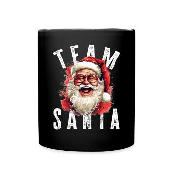 Team Santa Weihnachtsmotiv Weihnachtsmann - Tasse einfarbig - Schwarz - Vorne