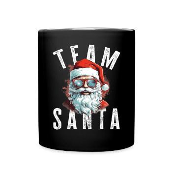 Team Santa Weihnachtsmotiv Weihnachtsmann - Tasse einfarbig - Schwarz - Vorne