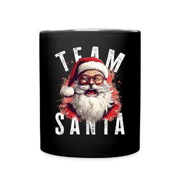 Team Santa Weihnachtsmotiv Weihnachtsmann - Tasse einfarbig - Schwarz - Vorne