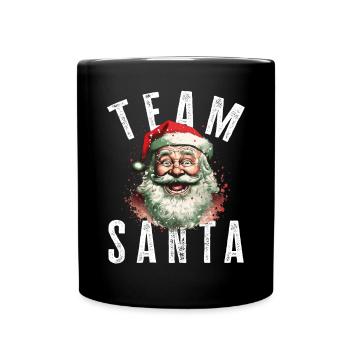 Team Santa Weihnachtsmotiv Weihnachtsmann - Tasse einfarbig - Schwarz - Vorne