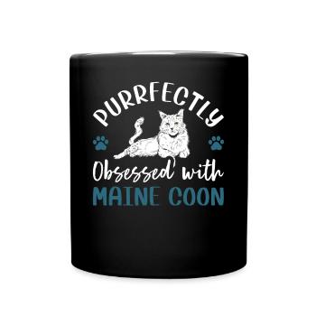 Purrfectly Obsessed With Maine Coon - Full Colour Mug - black - Front