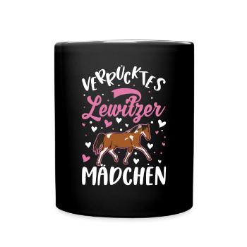 Verrücktes Lewitzer Mädchen - Tasse einfarbig - Schwarz - Vorne