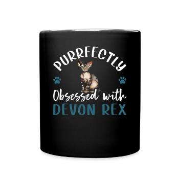 Purrfectly Obsessed With Devon Rex - Tasse einfarbig - Schwarz - Vorne