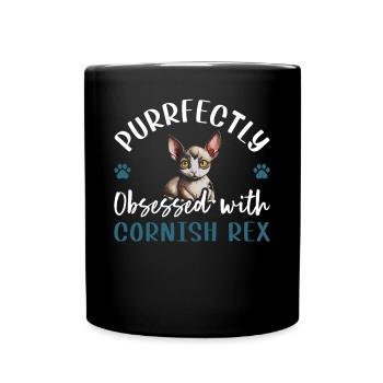Purrfectly Obsessed With Cornish Rex - Tasse einfarbig - Schwarz - Vorne