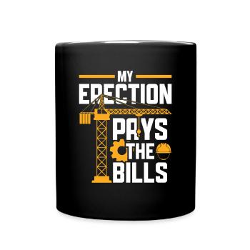 Mon érection paie les factures - Drôle de conducteur de grue - Mug uni - noir - Devant