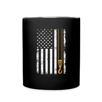 USA Flag Crane Operating - Lustiges Kranfahrer - Tasse einfarbig - Schwarz - Vorne