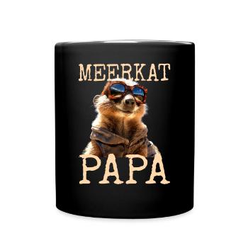 Meerkat Papa Daddy Dad Father's Day Cute Meerkat - Full Colour Mug - black - Front