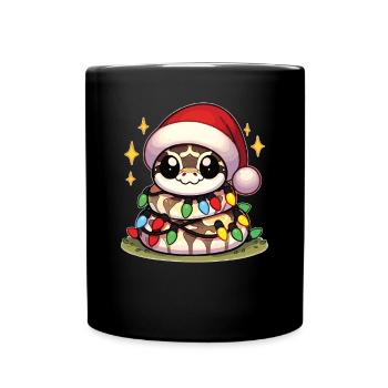 Père Noël chapeau Noël guirlandes lumineuses Python - Mug uni - noir - Devant