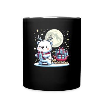 Polar Bear Christmas Sleigh Gifts Christmas - Full Colour Mug - black - Front