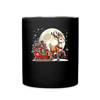 Reindeer Christmas Sleigh Gifts Christmas - Full Colour Mug - black - Front