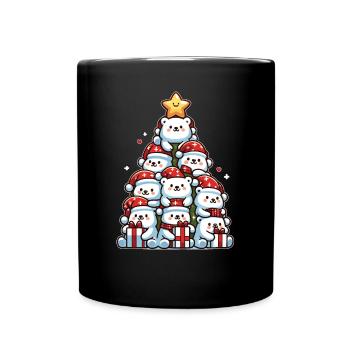 Arbre de Noël ours polaire joyeux Noël - Mug uni - noir - Devant