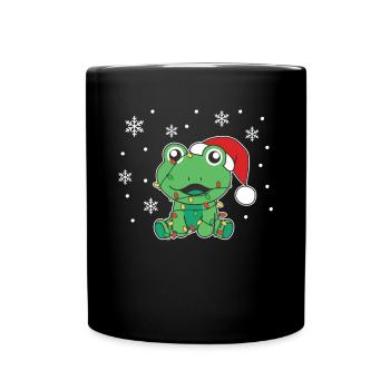 Frosch Weihnachten Winter Tiere Frosch - Tasse einfarbig - Schwarz - Vorne