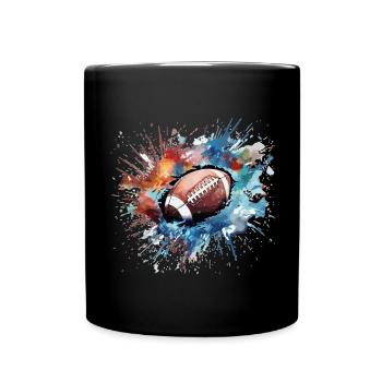Explosion de couleurs d’éclaboussures de football américain - Mug uni - noir - Devant