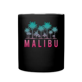Malibu Palmen Silhouette Sommerflair - Tasse einfarbig - Schwarz - Vorne
