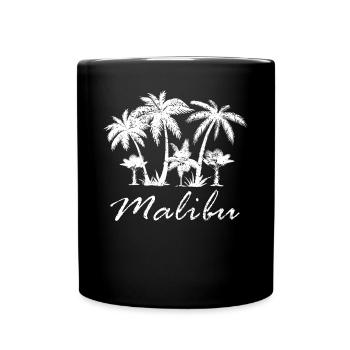 Malibu Palmen Silhouette Sommerflair - Tasse einfarbig - Schwarz - Vorne
