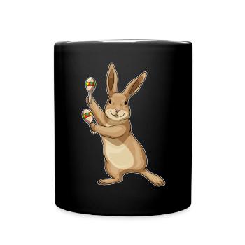 Hase Musiker Rassel Musik - Tasse einfarbig - Schwarz - Vorne