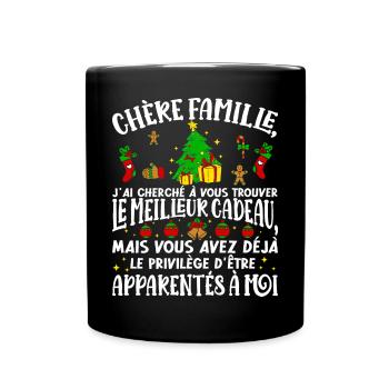 Noël Chère Famille Drôle Femmes Hommes - Mug uni - noir - Devant
