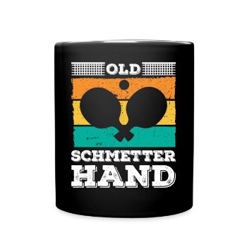 Joueur de tennis de table vieux smash main dictant - Mug uni - noir - Devant