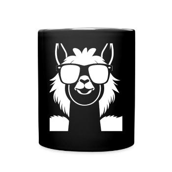 Drôle d’alpaga portant des lunettes de soleil cool alpagas - Mug uni - noir - Devant