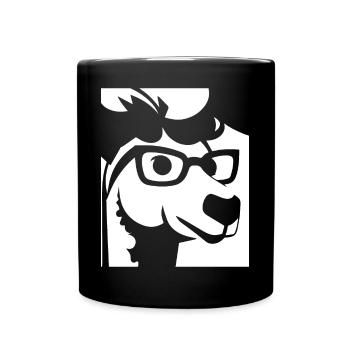 Lustiges Alpaka mit Sonnenbrille Coole Alpakas - Tasse einfarbig - Schwarz - Vorne