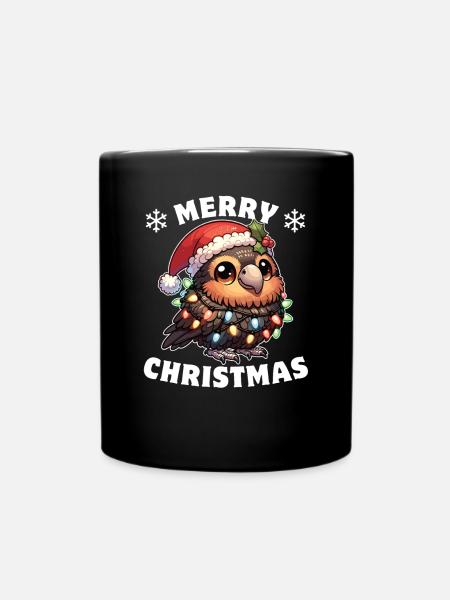 Weihnachtsmütze Weihnachten Lichterkette Kakapo - Tasse einfarbig - Schwarz