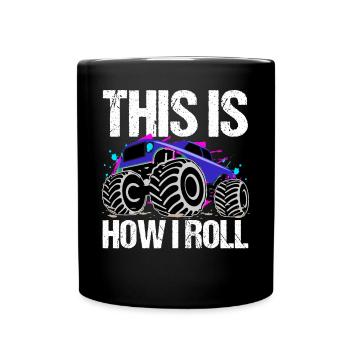 Rollender Monstertruck Abenteuer Drang - Tasse einfarbig - Schwarz - Vorne